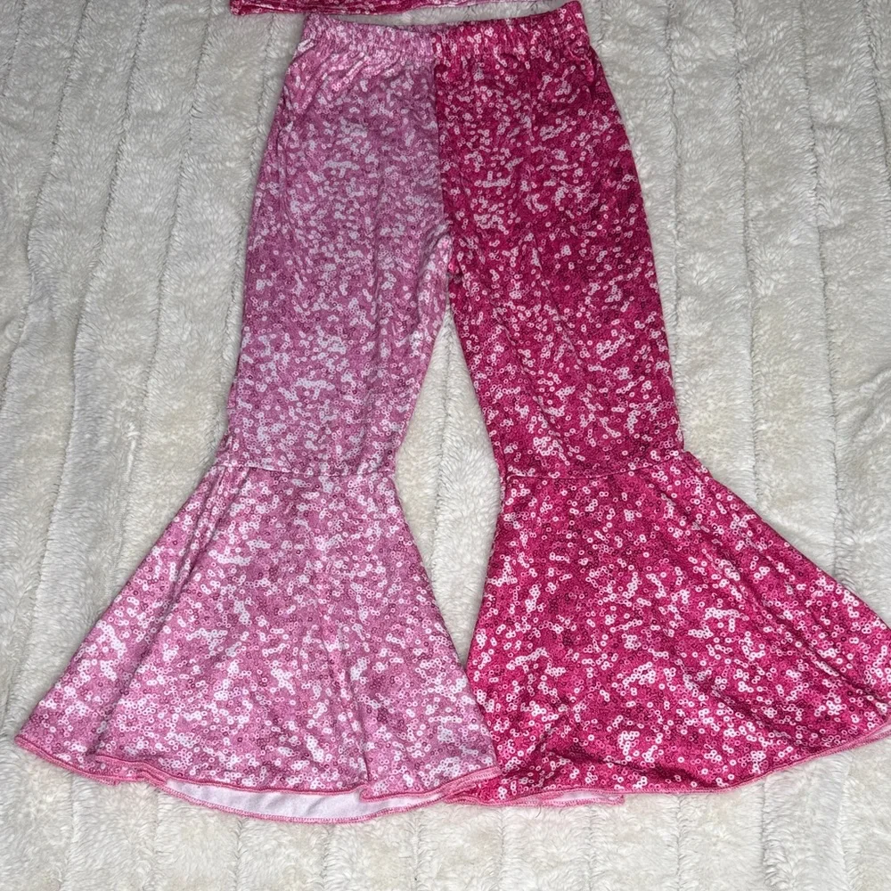 Sparkling Pink Bell Bottoms & Ruffle Crop Top Costume for Kids